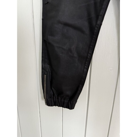 7 For All Mankind Darted Boyfriend Coated Jogger Pants 32 High Waisted Black - Picture 5 of 11